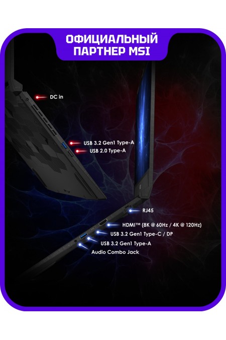Ноутбук MSI Katana 17 B2RVEK-1617XRU Intel Core 7 240H, 2.5 GHz - 5.2 GHz, 16384 Mb, 17.3 Full HD 1920x1080, 1000 Gb SSD, nVidia GeForce RTX 4050 6144 Mb, No OS (9S7-17L591-1617) (черный) 3