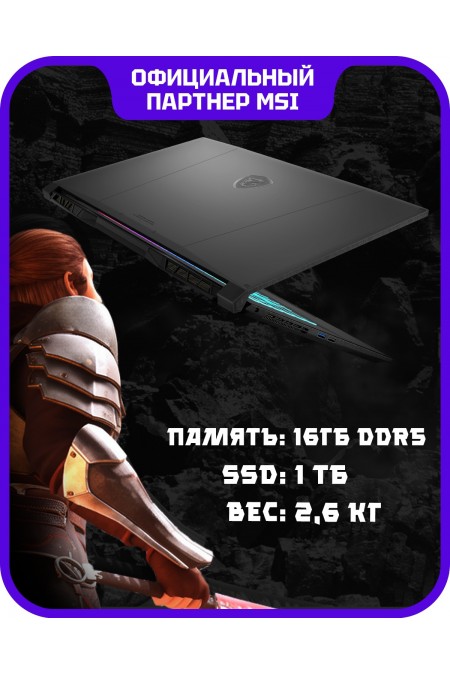 Ноутбук MSI Katana 17 B2RVEK-1617XRU Intel Core 7 240H, 2.5 GHz - 5.2 GHz, 16384 Mb, 17.3 Full HD 1920x1080, 1000 Gb SSD, nVidia GeForce RTX 4050 6144 Mb, No OS (9S7-17L591-1617) (черный) 4