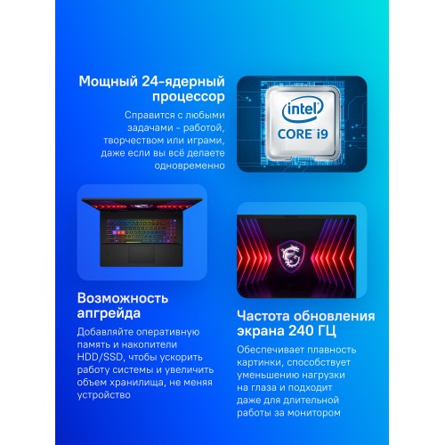 Ноутбук MSI Sword 17 HX B14VGKG-048XRU Core i9 14900HX 16Gb SSD1Tb NVIDIA GeForce RTX4070 8Gb 17 IPS QHD+ (2560x1600) noOS (9S7-17T214-048) (серый) 2