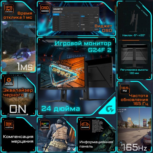 Монитор Gigabyte G24F-2 (черный) 5