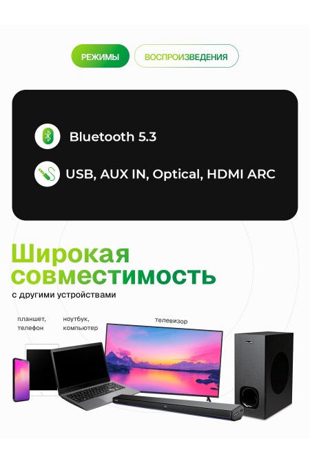 Саундбар ELTRONIC SOUNDBAR (20-16) 2.1 (черный) 1