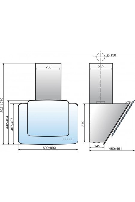 Каминная вытяжка Elikor Кварц 60 (60П-1000-Е4Д) (черный/черное стекло) 5