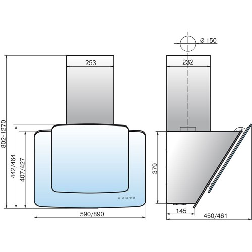 Каминная вытяжка Elikor Кварц 60 (60П-1000-Е4Д) (черный/черное стекло) 5