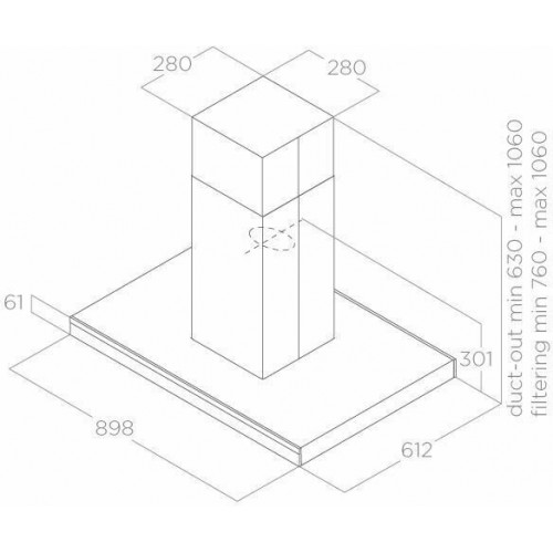 Каминная вытяжка ELICA ADELE IS BL MAT/A/90 X 60 (черный матовый/черное стекло) 6