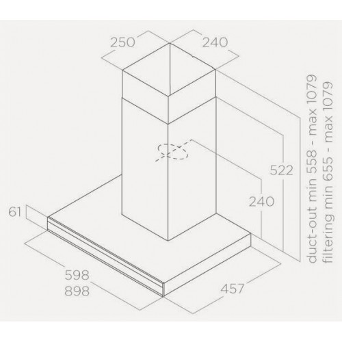 Каминная вытяжка Elica ADELE IXBL/A/60 (нержавеющая сталь/черный) 3