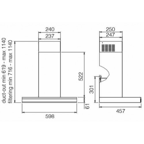 Каминная вытяжка Elica ADELE IXBL/A/90 (нержавеющая сталь/черный) 2