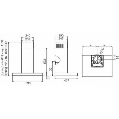Каминная вытяжка Elica ADELE IXBL/A/90 (нержавеющая сталь/черный) 4