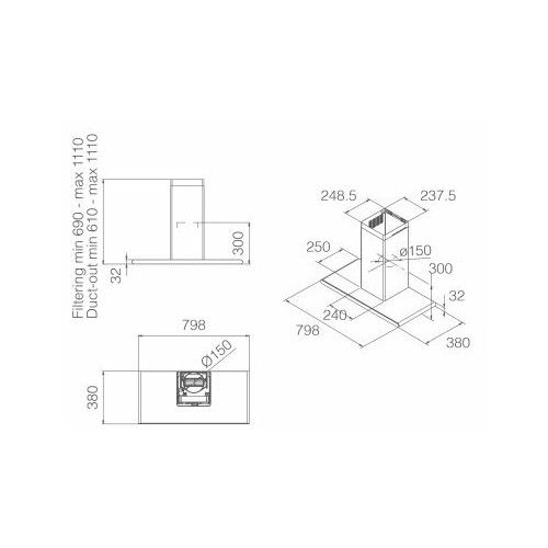 Каминная вытяжка Elica Galaxy BL IX/A/80 (нержавеющая сталь) 3