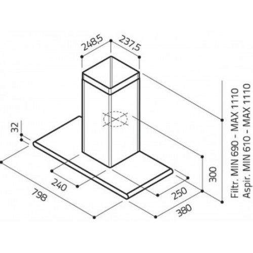 Каминная вытяжка ELICA GALAXY WHIX/A/80 (нержавеющая сталь/белое стекло) 4