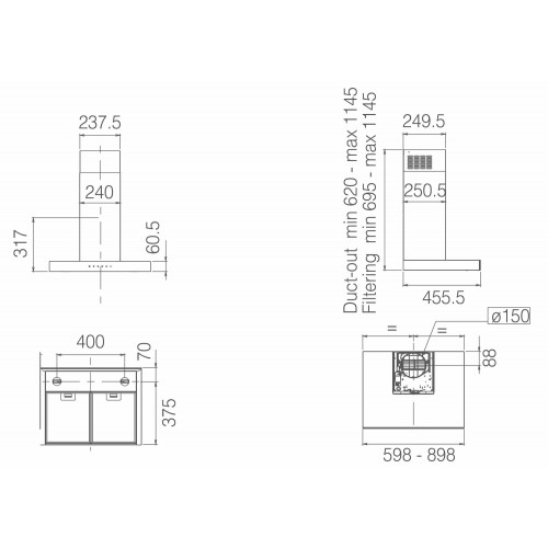 Каминная вытяжка Elica JOY BLIX/A/90 (черный) 3