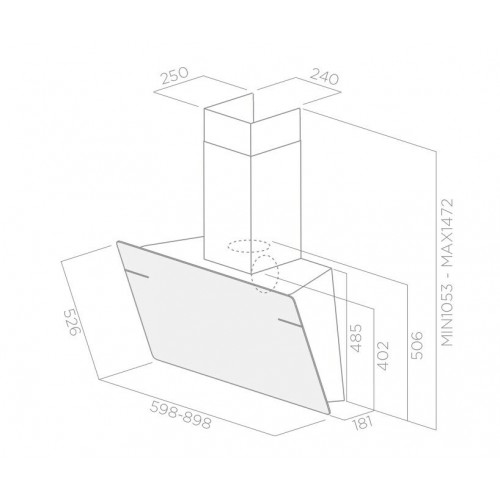 Каминная вытяжка ELICA L ESSENZA BL/A/90 (черное стекло) 8
