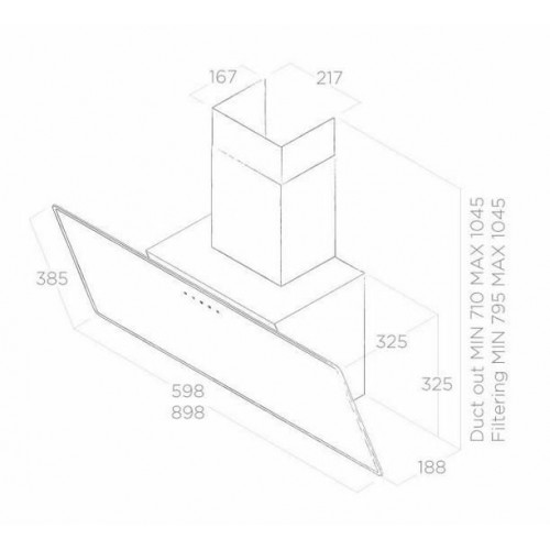 Каминная вытяжка ELICA SHIRE WH/A/90 NO PLUG (белое стекло) 1