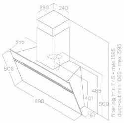 Каминная вытяжка Elica STRIPE LUX BL/A/90 (PRF0100991D) (черный)