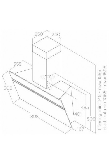 Каминная вытяжка Elica STRIPE LUX BL/A/90 (PRF0100991D) (черный) 