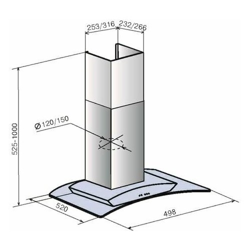 Каминная вытяжка ELIKOR Аметист 50 (430) кп (50Н-430-К3Д ) (нержавеющая сталь) 1