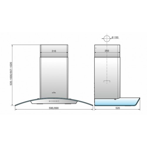 Каминная вытяжка ELIKOR Аметист S4 700 эп 90 (90Н-700-E4Д) (нержавеющая сталь) 1