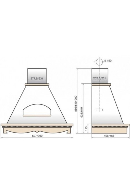 Каминная вытяжка ELIKOR Бельведер 60 (60П-650-П3Д) (бежевый/дуб неокрашенный) 1