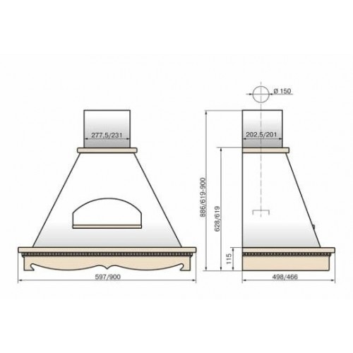 Каминная вытяжка ELIKOR Бельведер 60 (60П-650-П3Д) (бежевый/дуб неокрашенный) 1