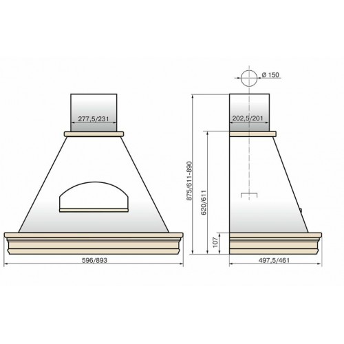 Каминная вытяжка ELIKOR Бельведер Валенсия 90 (90П-650-П3Д) (топленое молоко/дуб неокрашенный) 1