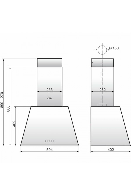 Каминная вытяжка Elikor Гамма 60 (60П-650-Э3Д) (антрацит/серебро) 1