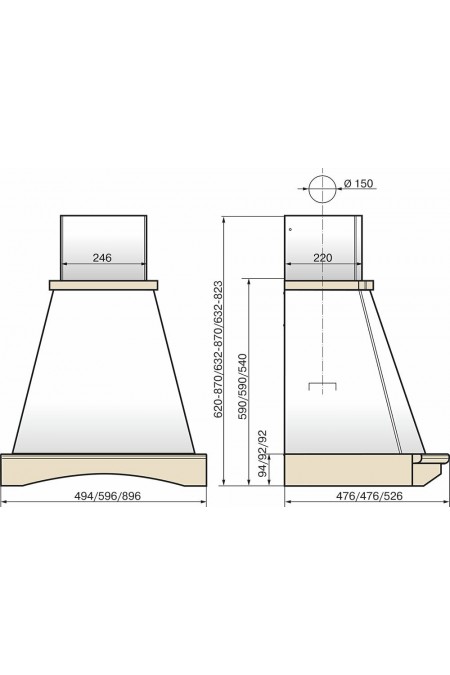 Каминная вытяжка ELIKOR Ротонда 1000 60 (60П-1000-П3Д) (бежевый/дуб неокрашенный) 1