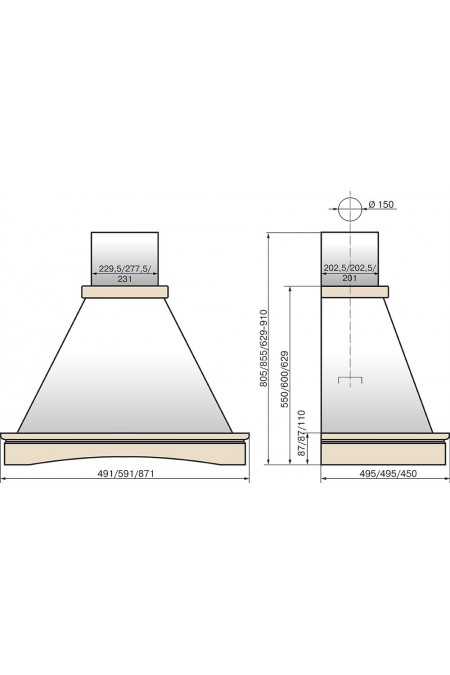 Каминная вытяжка ELIKOR Вилла 60 (60П-650-П3Л) (бежевый/без обрамления) 1