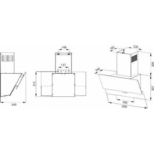 Каминная вытяжка Evelux Billy 60 BG (черный) 4