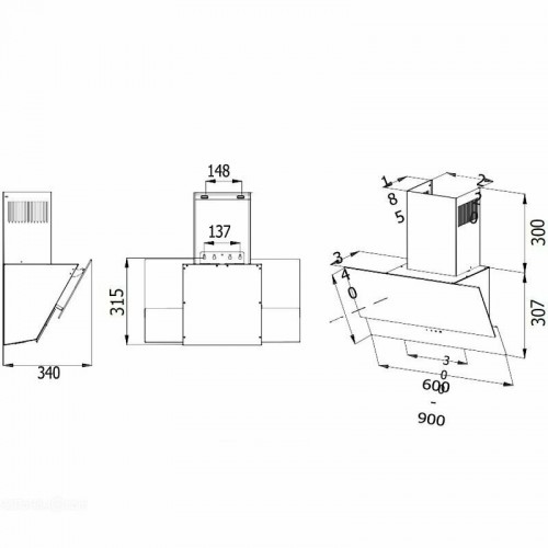 Каминная вытяжка Evelux Billy 60 BG (черный) 5