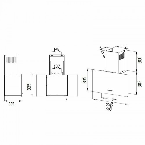 Каминная вытяжка Evelux Flex 60 BG (черный) 3