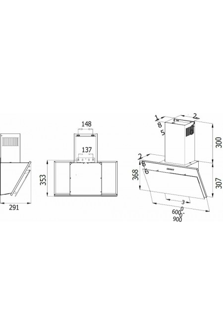 Каминная вытяжка EVELUX Wing 60 BG (черный) 4