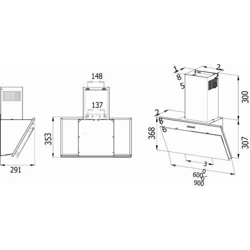 Каминная вытяжка EVELUX Wing 60 BG (черный) 5