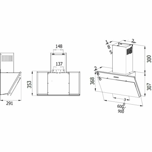 Каминная вытяжка EVELUX Wing 60 BG (черный) 6