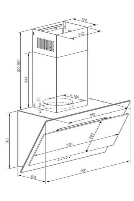 Каминная вытяжка Graude DH 60.0 GE (черное стекло) 1