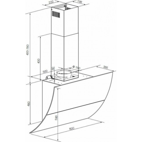 Каминная вытяжка Graude DH 60.3 GE (черное стекло/нержавеющая сталь) 7