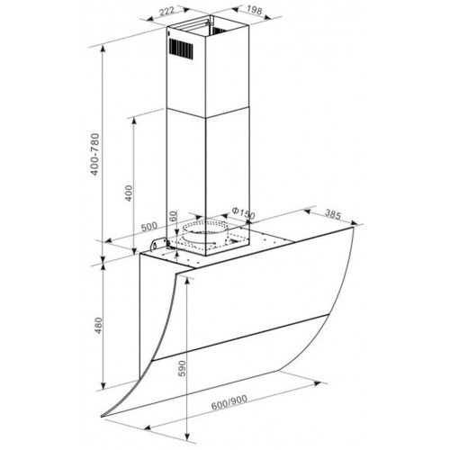 Каминная вытяжка Graude DH 90.1 WE (белое стекло) 1