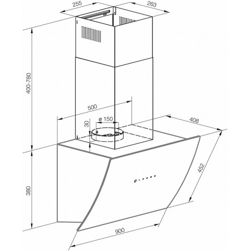 Каминная вытяжка Graude DH 90.1 WE (белое стекло) 2