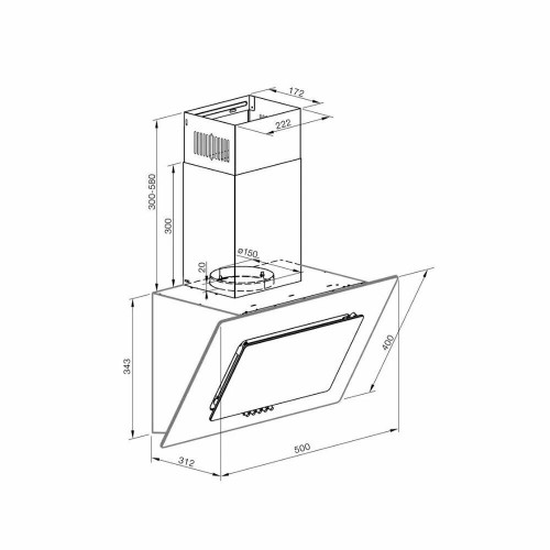 Каминная вытяжка Graude DHE 50.1 S (черное стекло) 2