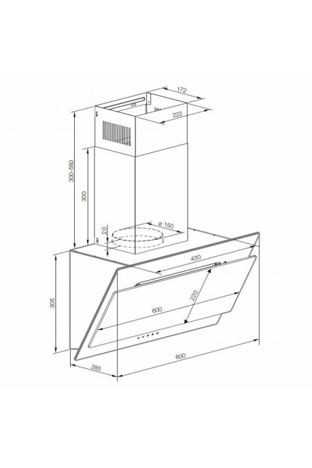 Каминная вытяжка Graude DHK 60.1 S (черное стекло) 1