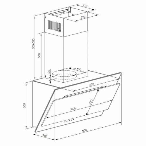 Каминная вытяжка Graude DHK 60.1 S (черное стекло) 1