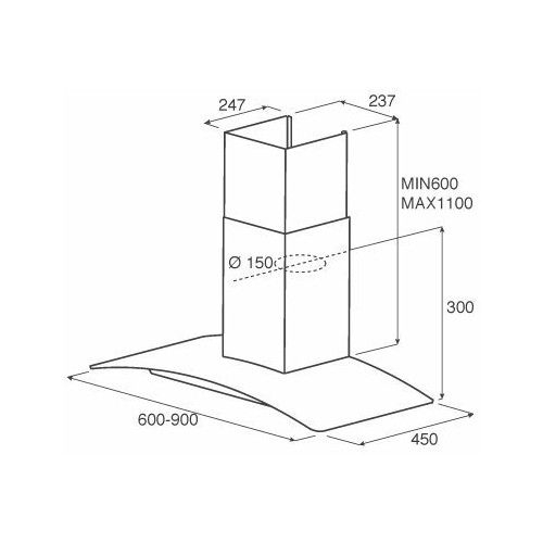 Каминная вытяжка Jetair CH Tory P (60) IX (нержавеющая сталь) 3