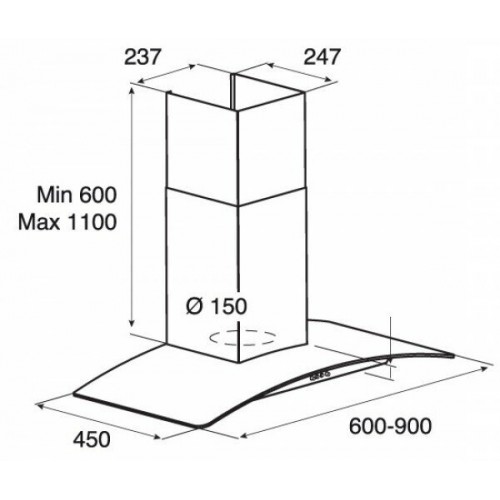 Каминная вытяжка Jetair CH Tory P (60) IX (нержавеющая сталь) 6