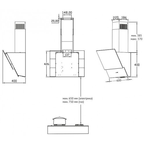 Каминная вытяжка Korting KHC 65070 GB (бежевый) 4