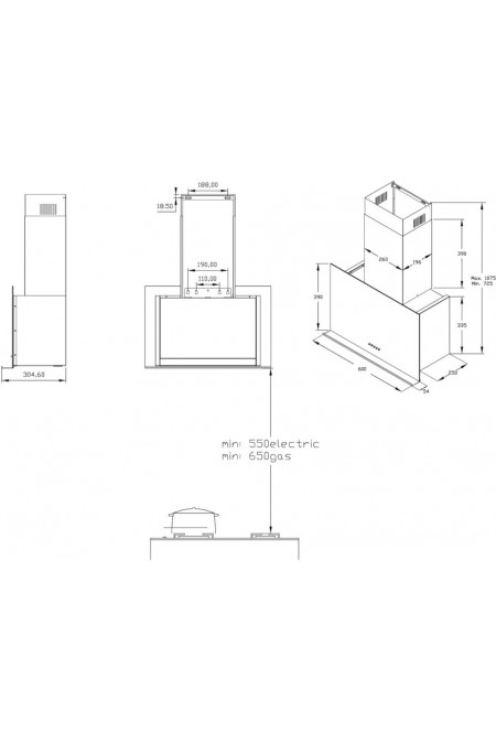 Каминная вытяжка Korting KHC 65330 GN (черный) 2