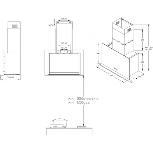 Каминная вытяжка Korting KHC 65330 GN (черный) 5