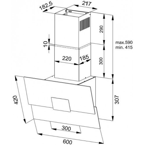 Каминная вытяжка Korting KHC 66373 BXGN (черный) 