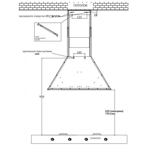 Каминная вытяжка Korting KHC 6648 RGB (слоновая кость/золото) 3