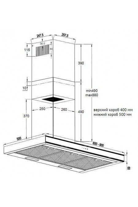 Каминная вытяжка Korting KHC 6737 XGN (нержавеющая сталь) 2