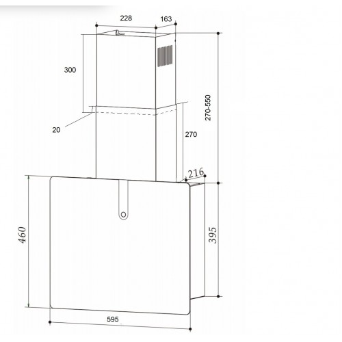 Каминная вытяжка Krona AURA 600 FRAME BLACK S (черный) 3
