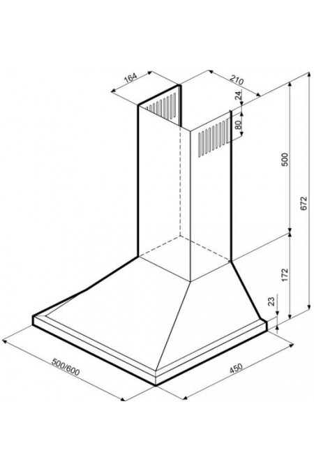 Каминная вытяжка Krona Bella PB 600 (нержавеющая сталь) 6