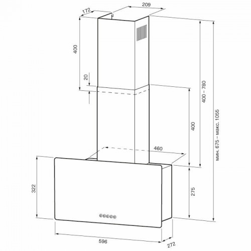 Каминная вытяжка Krona CLEMENTINA 600 s (черный) 7